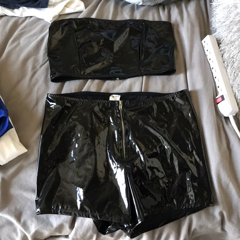 Black latex outfit